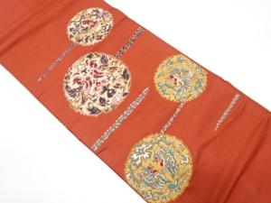 アンティーク　花鳥更紗模様織り出し名古屋帯（着用可）